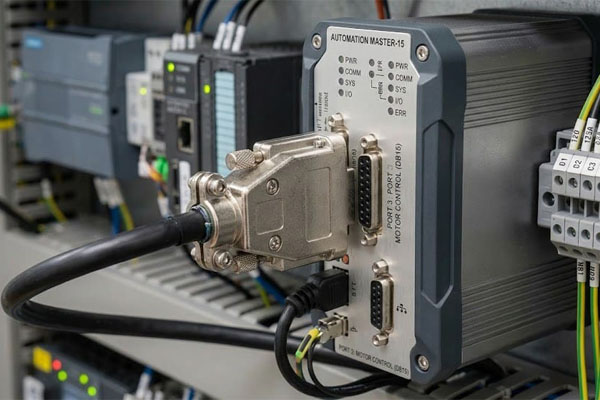 Conector DB15 aplicado em sistema de automação industrial