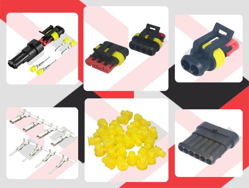 Diagrama técnico dos componentes internos de um conector Superseal Diagrama técnico dos componentes internos de um conector Superseal