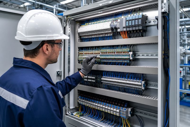 falhas de conexão em painéis elétricos em ambiente industrial